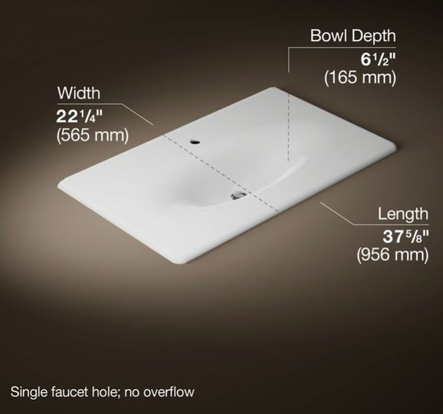 Kohler Iron/Impressions® White 37" Enameled Cast Iron Vanity Top with Integrated Oval Sink-2