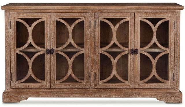 Home Trends & Design San Rafael Antique Oak Glass Cabinet 67"-1
