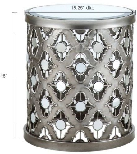 Olliix by Madison Park Silver Arian Quatrefoil Mirror Accent Table-2