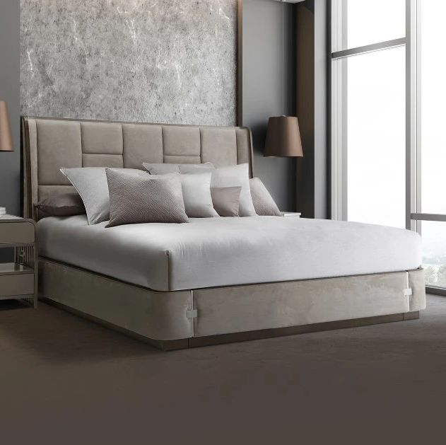 Michael Amini® Roxbury Park Gray/Slate California King Upholstered Multi-Panel Bed-1