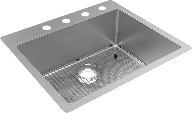 Elkay Crosstown® 2-Piece Polished Satin 25" x 22" x 9" 4-Hole Single Bowl Dual Mount Sink Set-0