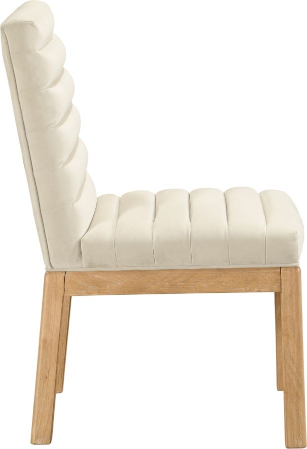 Meridian Furniture Evelyn Cream/Natural Velvet Upholstered Side Chair-2
