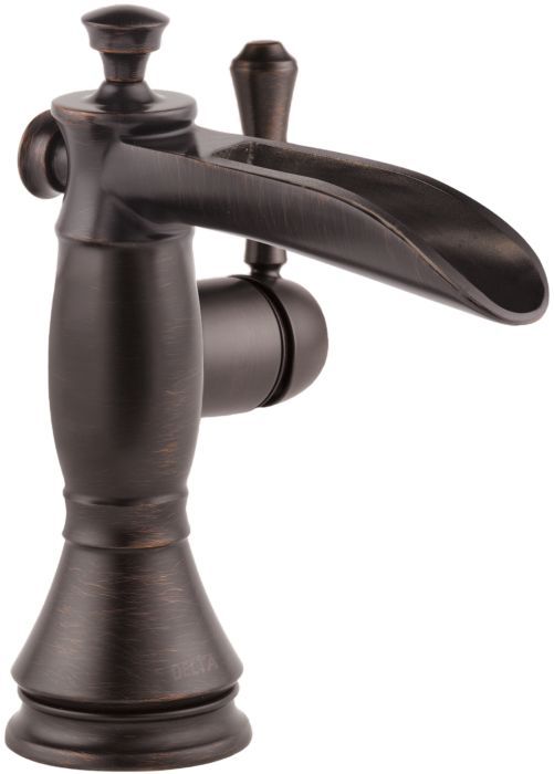 Delta Cassidy® Venetian Bronze Single Handle Channel Bathroom Faucet with Drain-0