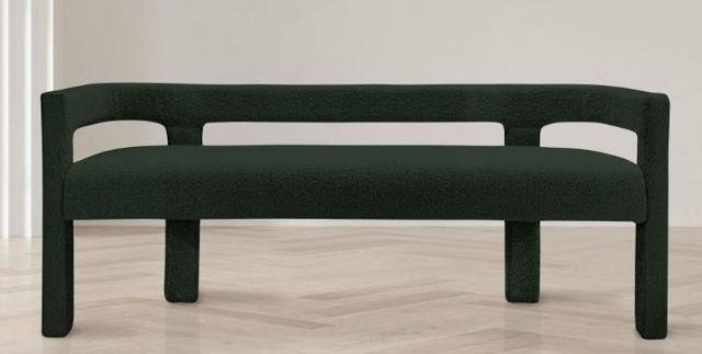 Meridian Furniture Athena Green Boucle Fabric Upholstered Bench-2