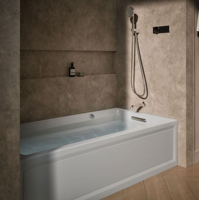 KOHLER® Archer® Ice Gray 72" x 36" Alcove Heated BubbleMassage™ Air Bath with Bask® Heated Surface - Right Drain-1
