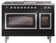 Ilve® Nostalgie II Noblesse 48'' Glossy Black Pro Style Dual Fuel Range with Chrome Trim-1