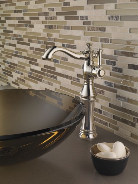 Delta Cassidy® Polished Nickel Single Handle Vessel Bathroom Faucet-2