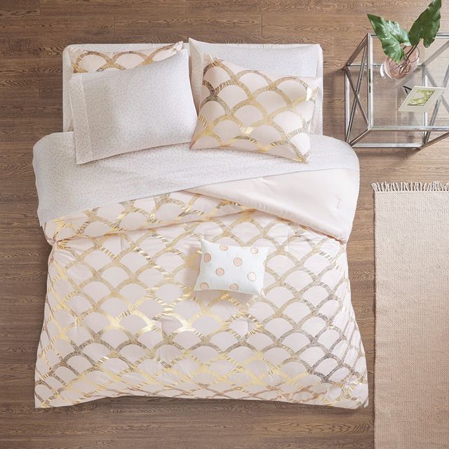 Olliix by Intelligent Design Lorna Blush Twin Comforter and Sheet Set-1