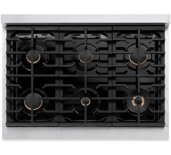 ZLINE Autograph Edition 36" Stainless Steel Pro Style Gas Range with White Matte Door and Matte Black Accents -3