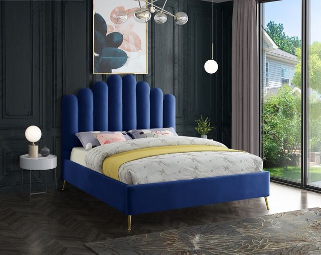 Meridian Furniture Lily Navy Queen Bed-3