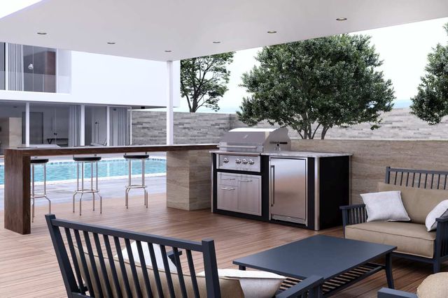 XO Designer 78" Black Outdoor Kitchen Island -2