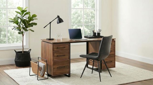 Coaster® Berhalter Black/Walnut Double Pedestal File Computer Desk-1
