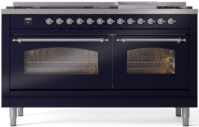 Ilve® Nostalgie II Series 60" Midnight Blue Pro Style Dual Fuel Range-0
