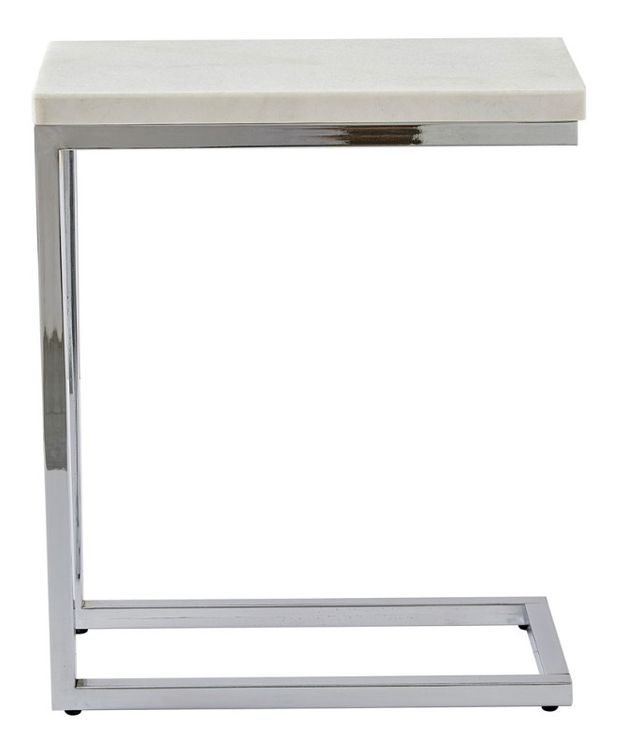 Steve Silver Co. Echo White Marble Top Chairside End Table with Chrome Base-2