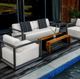 Uttermost® Remsen Java Black/Oyster White Fabric/Metal Outdoor Sofa-4