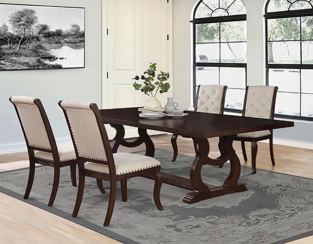 Coaster® Brockway 5-Piece Antique Java/Cream Trestle Dining Set-1