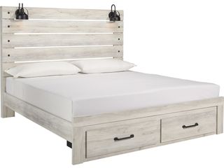 Signature Design by Ashley® Cambeck Whitewash King Panel Bed with 2 Storage Drawers