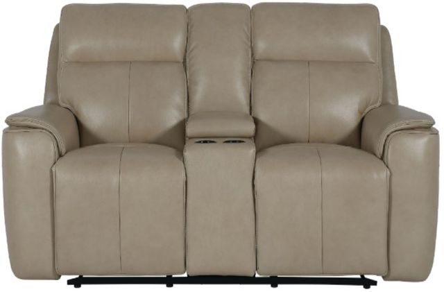Bassett® Furniture Club Level Manteo Diamond Leather Power Reclining Loveseat with Console-2