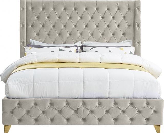 Meridian Furniture Savan Cream King Upholstered Panel Bed-1