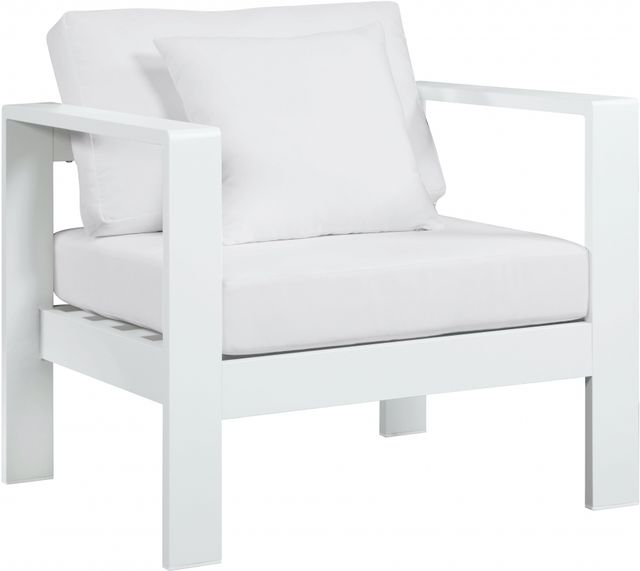 Meridian Furniture Nizuc White Waterproof Fabric Outdoor Patio Aluminum Arm Chair-0