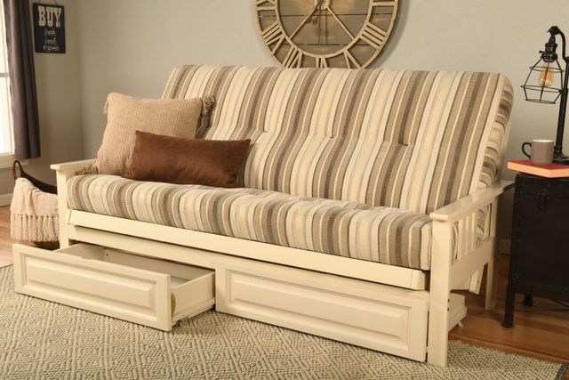 Kodiak Furniture Monterey Parma Gray/Antique White Full Storage Futon with Mattress-1