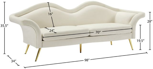 Meridian Furniture Lips Cream Upholstered Sofa-2