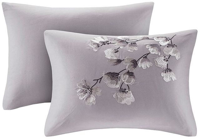 Olliix by N Natori Lilac Full/Queen Sakura Blossom 3 Piece Cotton Sateen Printed Duvet Cover Set-1
