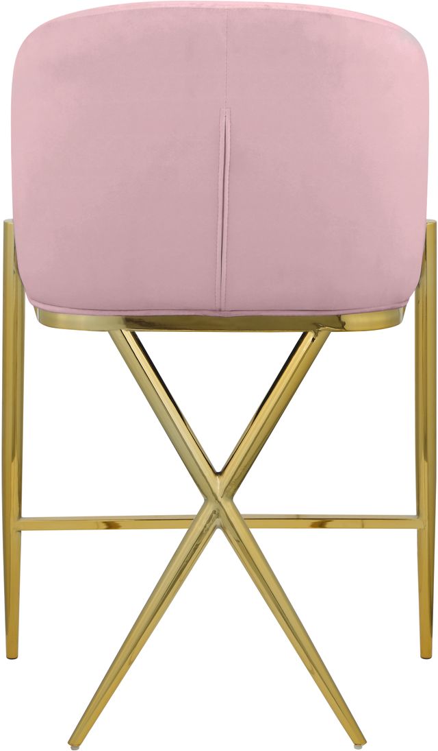 Meridian Furniture Xavier Pink/Gold Velvet Counter Stool-1