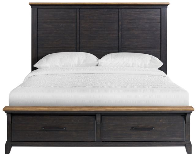 Elements International Montrose Brown/Espresso King Panel Storage Bed-2