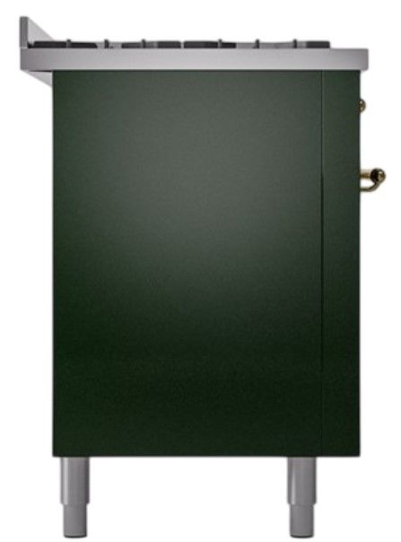 Ilve® Nostalgie II Noblesse 60'' Emerald Green Pro Style Dual Fuel Range with Brass Trim-2