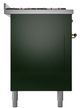 Ilve® Nostalgie II Noblesse 60'' Emerald Green Pro Style Dual Fuel Range with Brass Trim-2