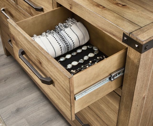 Signature Design by Ashley Ridgester Light Brown Dresser and Mirror |  Furniture Mart | Fort Morgan & Sterling, CO