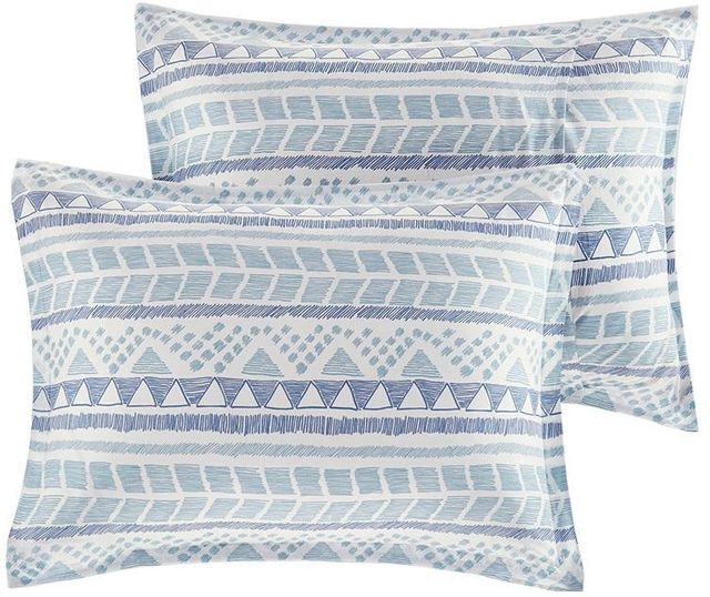 Olliix by Urban Habitat 7 Piece Blue King/California King Rochelle Cotton Reversible Duvet Cover Set-2