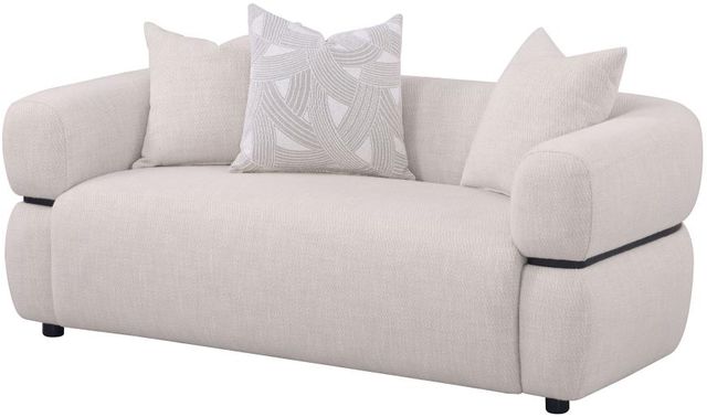 Coaster® Jeanette 73" Beige Upholstered Round Arm Loveseat-2