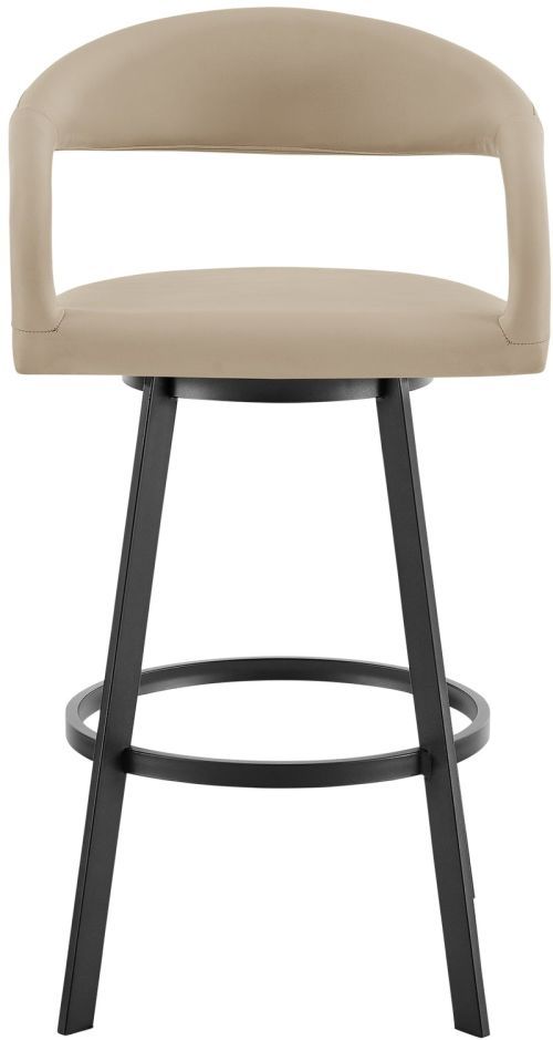 Armen Living Ramona Beige/Matte Black Swivel Bar Stool-3
