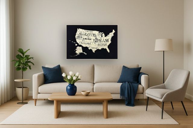 Classy Living Dramatic Inspiration Across America Map Wall Art-1