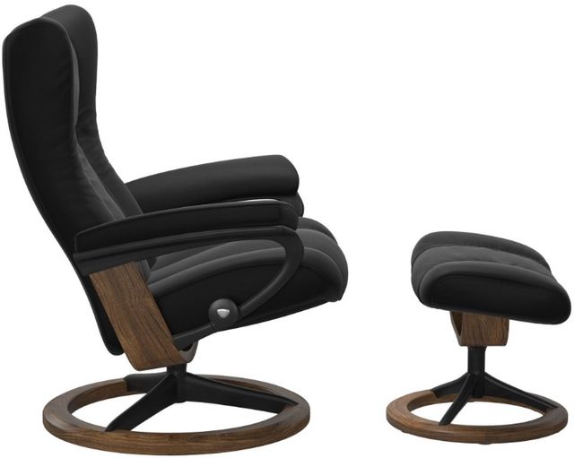 Stressless® by Ekornes® Customizable Wing Medium Manual Recliner and Ottoman with Signature Base-2