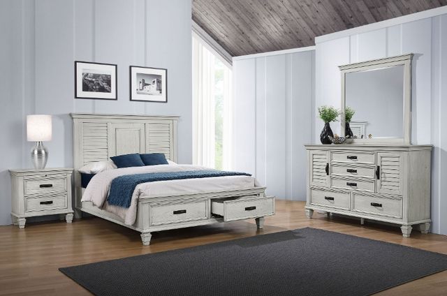 Coaster® Franco 4-Piece Distressed White Queen Storage Bedroom Set-1