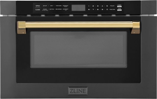 Clearance ZLINE Autograph Edition 1.2 Cu. Ft. Black Stainless Steel Microwave Drawer -0