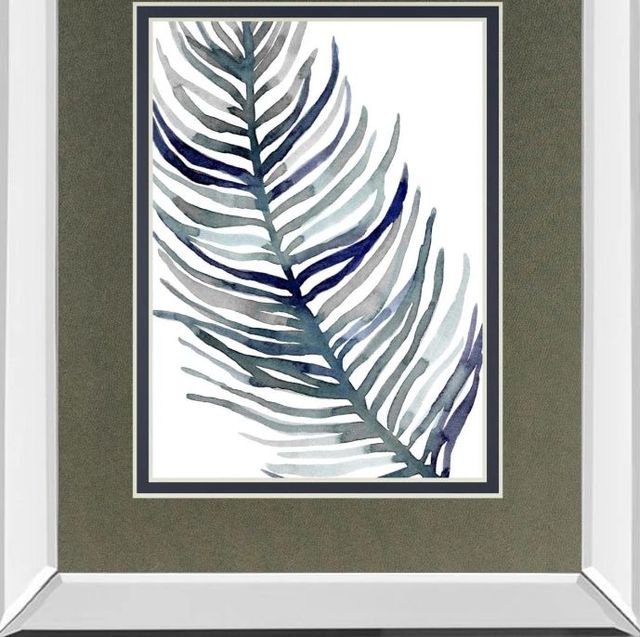 Classy Art Blue Feathered Palm I by Emma Scarvey Mirror Framed Wall Art-1