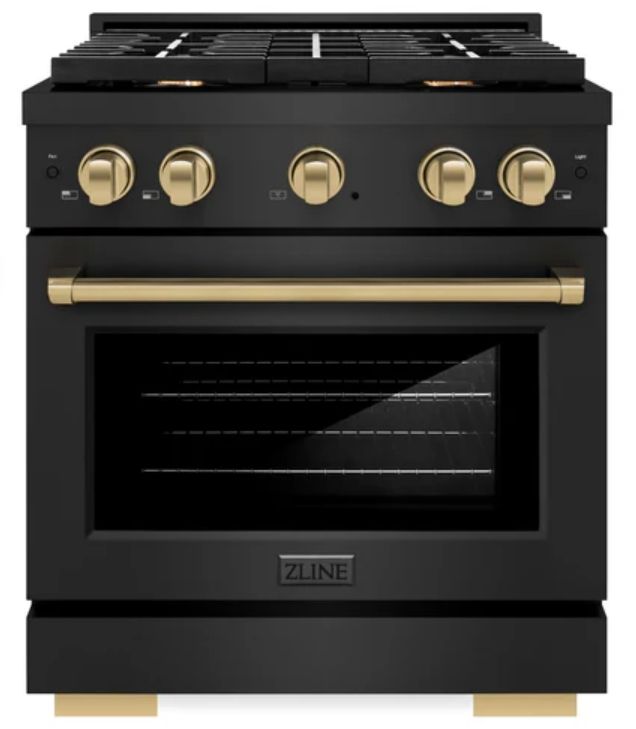 ZLINE Autograph Edition 30" Black Stainless Steel Pro Style Gas Range-0