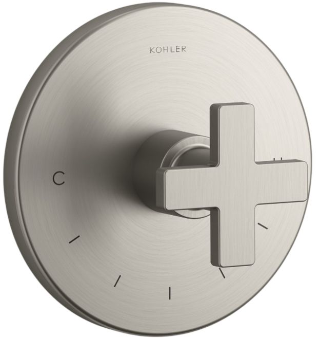 KOHLER® Composed® MasterShower® Vibrant Brushed Nickel Temperature Control Valve Trim with Cross Handle-0