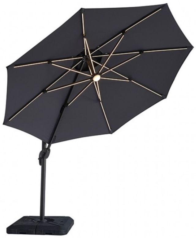 Furniture of America® Nuti Gray Aluminum/Fabric Outdoor Patio Umbrella and Base-0