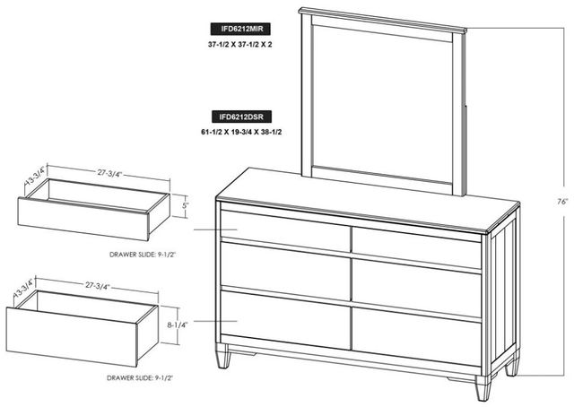 International Furniture Direct Parota Nova Brown 6-Drawer Dresser-2