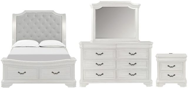 New Classic® Home Furnishings Lyndhurst 4-Piece Vintage White California King Panel Bedroom Set-0