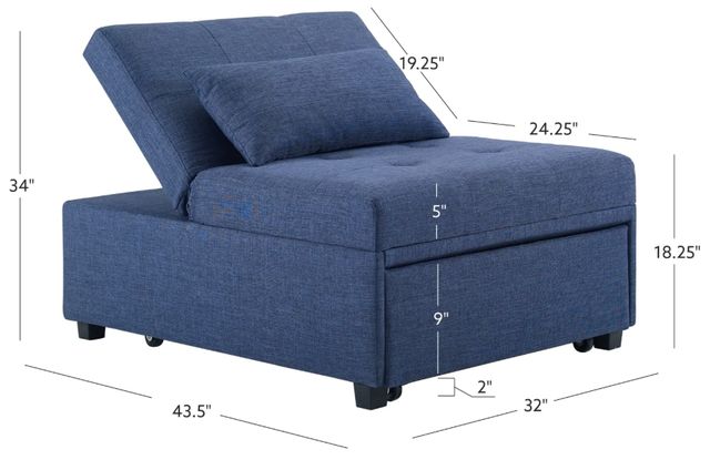 Powell® Dozer Blue Twin Sleeper Chair-3