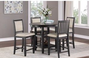 Mazin Furniture Asher Antique Black Counter Height Dining Table-3
