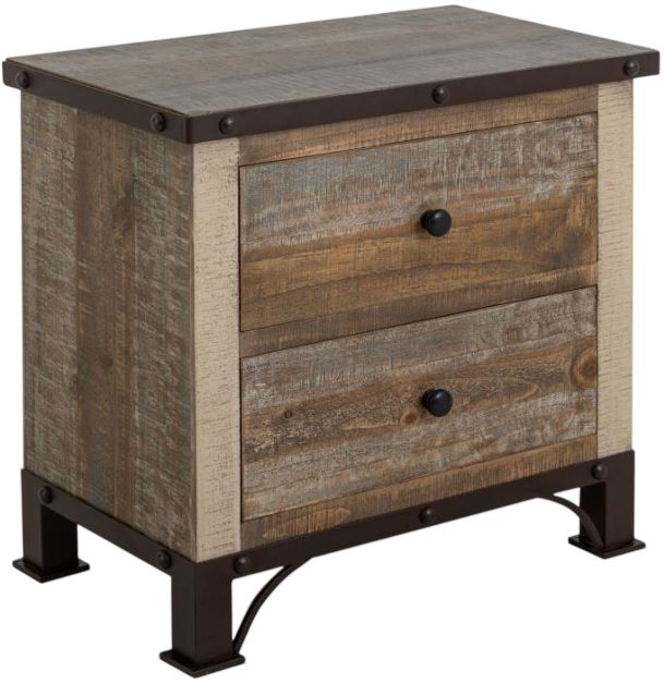 International Furniture Direct Antique Brown Nightstand-0