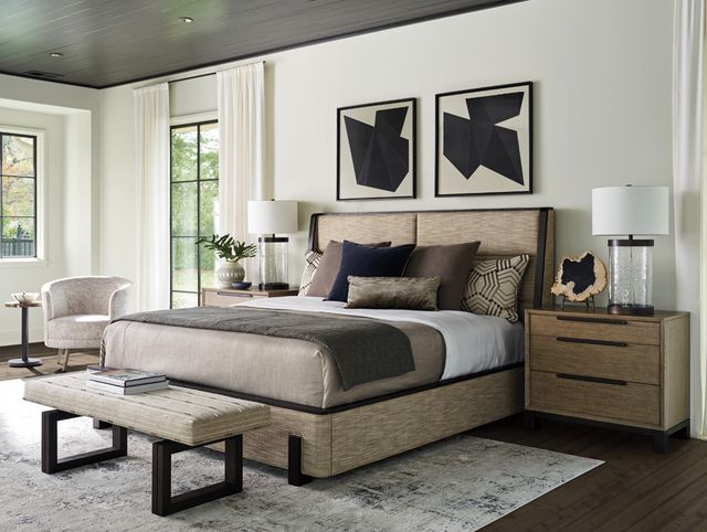 Lexington Home Zanzibar Barcelona Ivory Taupe/Tunis King Upholstered Panel Bed-1