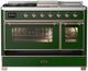Ilve® Majestic III 48" Emerald Green Pro Style Dual Fuel Liquid Propane Range with 5 Black Brass Burners and Copper Trim-4
